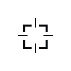Camera focus icon, symbolizing precision, sharpness, and clarity in photography.