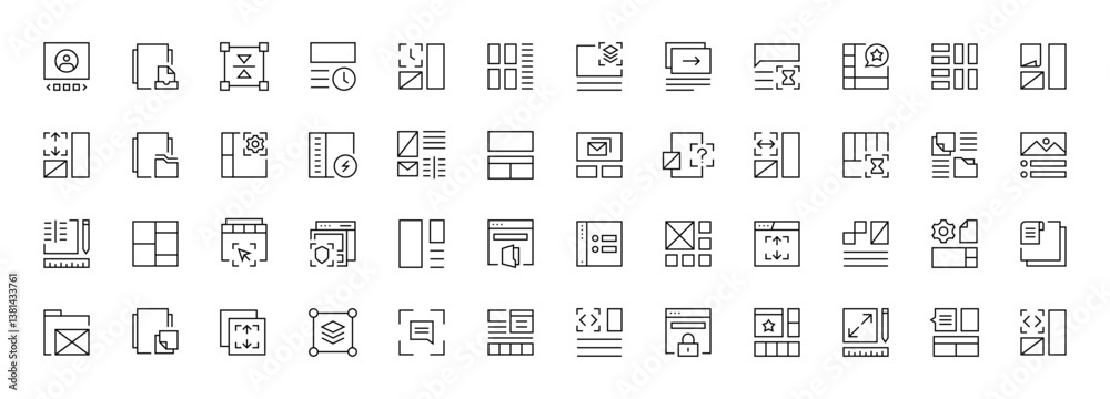 Poster interface element, ui/ux basic outline icons collection. user interface, essential, interface compon