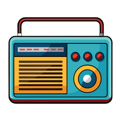 Obraz premium Minimalist Vector Illustration of Retro FM Radio for Vintage Themes 