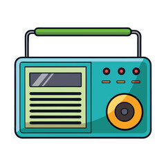 Fototapeta premium Minimalist Vector Illustration of Retro FM Radio for Vintage Themes 