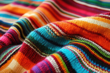 Fototapeta premium poncho Mexican cinco de mayo rug blanket serape fiesta traditional Mexico poncho background Mexican stripes copy space blanket minimal simple cinco de mayo serape pattern background