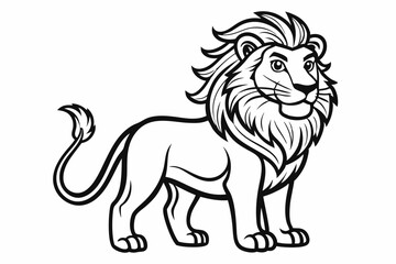 coloring page line art the king lion black vector