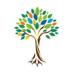 Obraz premium A digital illustration of a tree of life symbol, a root within a white background art illustration design 