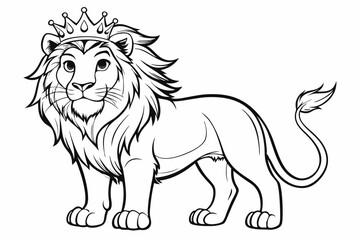 coloring page line art the king lion black vector