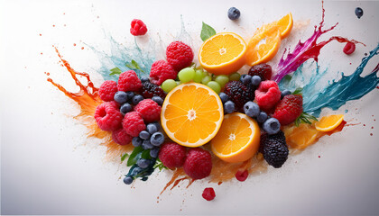 Citrus Fruits with Colorful Splash