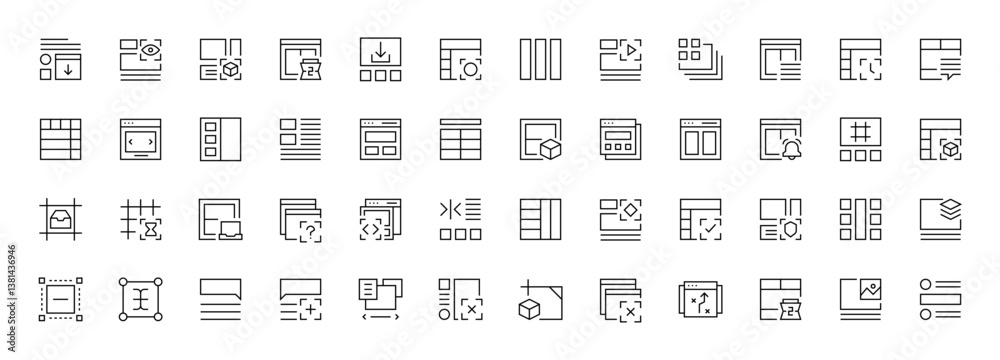Poster interface, web ui/ux basic outline icons collection. user interface, essential, interface components