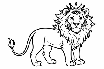 coloring page line art the king lion black vector