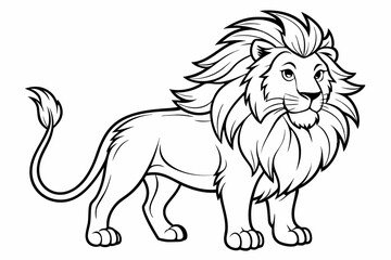 coloring page line art the king lion black vector