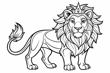coloring page line art the king lion black vector