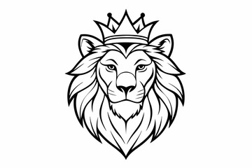 coloring page line art the king lion black vector