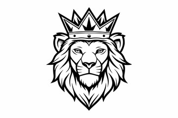 coloring page line art the king lion black vector