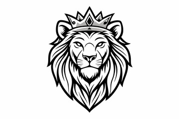 Fototapeta premium coloring page line art the king lion black vector