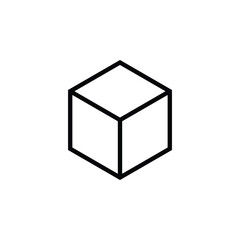 Cube icon, representing structure, geometry, and versatile 3D design in various applications.