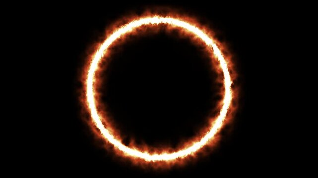 Burning ring of fire halo highlight circular frame 4K