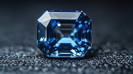 A sapphire diamond in Asscher cut, glistening with dark blue hues and showcasing timeless beauty