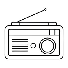 Minimalist Retro FM Radio Outline Illustration
