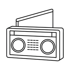 Minimalist Retro FM Radio Outline Illustration