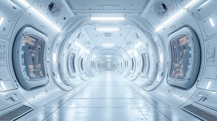 Obraz premium Futuristic Spaceship Corridor: A Vision of Tomorrow's Travel