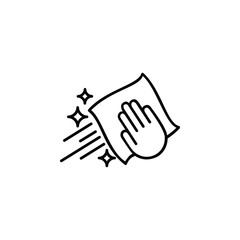 Icon of a hand holding a cleaning wipe, representing cleanliness, hygiene, and sanitation.