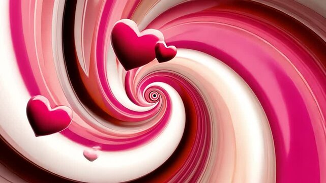 Vibrant Abstract Design Swirling Pink Patterns with Hearts Create Dynamic Background of Love and Joy