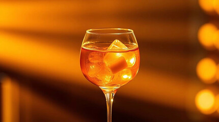 A radiant luxurious cocktail in a beautiful glass bathed in a warm golden glow.jpg
