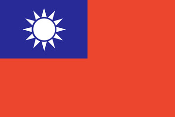 Taiwan flag. Official colors and proportions. Flag of the Republic of China Taiwan.