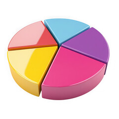 Fototapeta premium Colorful pie chart diagram business data infographic illustration on transparent background