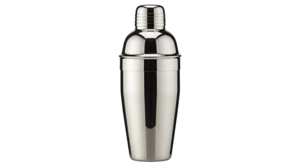 Shiny Silver Cocktail Shaker on White Background Ready for Mixing Drinks