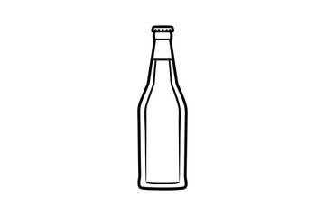 Line art drawing of a tall beer bottle with a capped top.eps