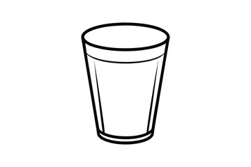 Line art drawing of a tumbler glass with a smooth and slightly tapered shape.eps
