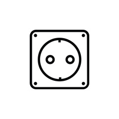 Icon of a socket plug, symbolizing power, electricity, and connectivity in a minimalist style.