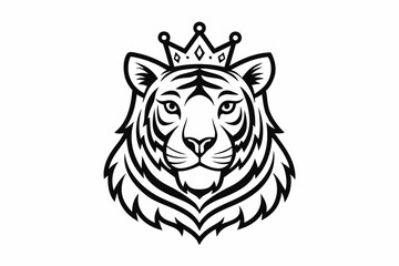 coloring page line art the king tiger logo black vector