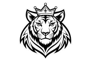 coloring page line art the king tiger logo black vector