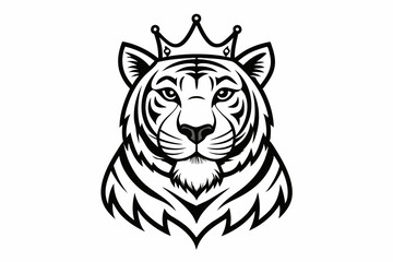 Obraz premium coloring page line art the king tiger logo black vector