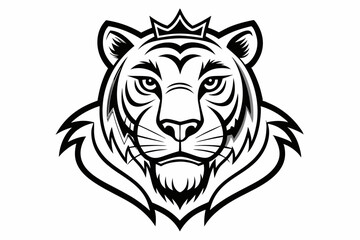 coloring page line art the king tiger logo black vector