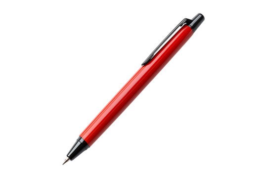 red ballpoint pen isolated on transparent background