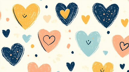Lovely Hand-Drawn Hearts Pattern: A Charming Collection of Colorful, Whimsical Hearts