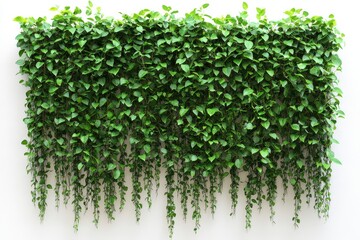 Obraz premium Lush green ivy cascading down a white wall, enhancing indoor aesthetics and tranquility