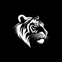 Tiger roaring logo sign emblem pictogram icon on white background vector illustration