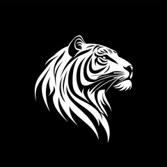 Tiger roaring logo sign emblem pictogram icon on white background vector illustration