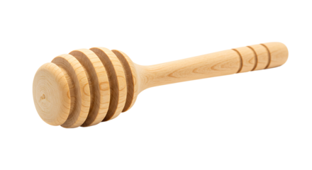 Wooden Honey Dipper on White Background for Sweet Treat Preparation