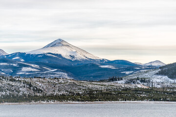 Frisco, Colorado Silverthorne and Dillon reservoir rocky mountains water lake landscape and sunset sky sunlight peaceful scenery