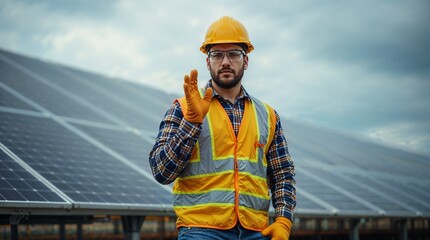 Obraz premium Solar Power Technician at Work – Renewable Energy Professional Portrait