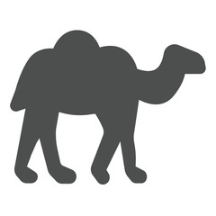 Camel animal with one hump solid icon, arabian desert concept. Vector graphics. Desert camel, wild life sign on white background, glyph style icon for mobile or web design.