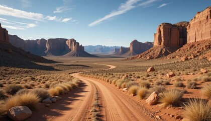 realistics remote wilderness of Badlands at night showcases a captivating interplay between light and darkness, with mesmerizing scenery, a bright full moon, and intriguing shadows