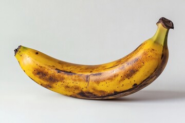 A banana is sitting on a white surface