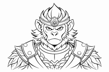 coloring page line art the monking king black vector