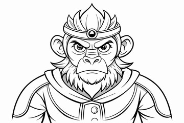 coloring page line art the monking king black vector