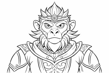 coloring page line art the monking king black vector