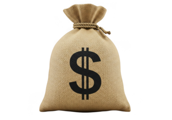Sack with dollar sign on transparent background